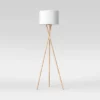 59"x18.5" Modern Tripod Floor Lamp Natural - Threshold™: Linen Shade, Metal Body, ETL Listed, 3-Way Switch