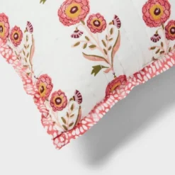 Sunflower Dec Pillow Oblong Ivory/Melon Pink/Gold/Green - Threshold™: Cotton Voile, Indoor Use, Floral Design -Threshold GUEST 9874bb4a ff28 47af 89c5 9c394389e550