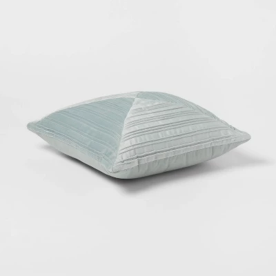 18"x18" Luxe Square Velvet Pleated Decorative Pillow Light Teal - Threshold™: Indoor Geometric Design, Polyester Velour 4 18"x18" Luxe Square Velvet Pleated Decorative Pillow Light Teal - Threshold™: Indoor Geometric Design, Polyester Velour - Image 2