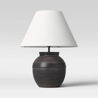 21.25"x17" Large Ceramic Table Lamp Black - Threshold™: Embossed Detail, No Assembly Required 3 21.25"x17" Large Ceramic Table Lamp Black - Threshold™: Embossed Detail, No Assembly Required