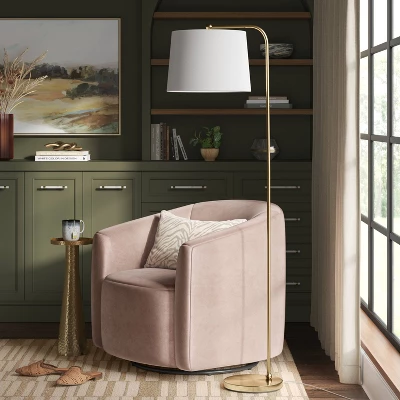 62"x14" New Traditional Downbridge Floor Lamp Brass - Threshold™: ETL Listed, Linen Shade, Metal Body 4 62"x14" New Traditional Downbridge Floor Lamp Brass - Threshold™: ETL Listed, Linen Shade, Metal Body - Image 2