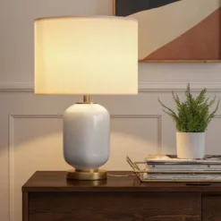 Large Assembled Rounded Cylinder Glass Table Lamp (Includes LED Light Bulb) White - Threshold™ 6 Large Assembled Rounded Cylinder Glass Table Lamp (Includes LED Light Bulb) White - Threshold™ -Threshold GUEST a3f0353a 9dc9 40e7 8d81 756784ad910f