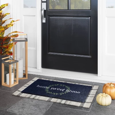 1'6"x2'6" Home Sweet Home Doormat Navy - Threshold™ 3 1'6"x2'6" Home Sweet Home Doormat Navy - Threshold™