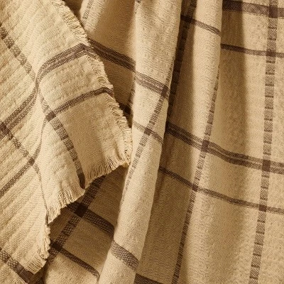 Plaid Gauze Throw Blanket With Frayed Edges Brown - Threshold™ Designed With Studio McGee 4 Plaid Gauze Throw Blanket With Frayed Edges Brown - Threshold™ Designed With Studio McGee - Image 2