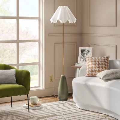 Wavy Shade Collection With Ceramic Base Floor Lamp - Threshold™ 4 Wavy Shade Collection With Ceramic Base Floor Lamp - Threshold™ - Image 2