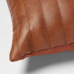 Lumbar Faux Leather Channel Stitch Decorative Throw Pillow - Threshold™ -Threshold GUEST b1248bcb 60a2 4ec2 9554 09261e433ec5
