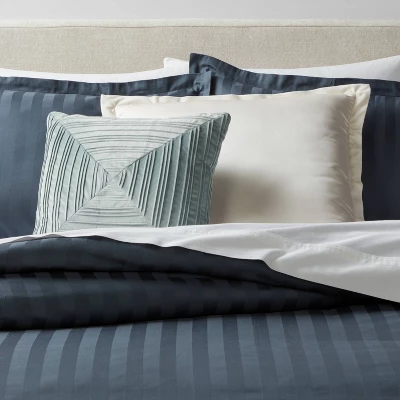 18"x18" Luxe Square Velvet Pleated Decorative Pillow Light Teal - Threshold™: Indoor Geometric Design, Polyester Velour 3 18"x18" Luxe Square Velvet Pleated Decorative Pillow Light Teal - Threshold™: Indoor Geometric Design, Polyester Velour