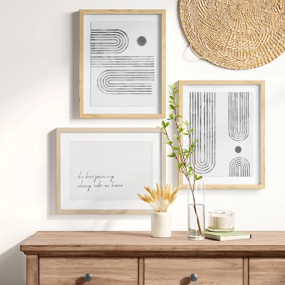 (Set Of 2) 16" X 20" Curve Lines Framed Under Glass Black - Threshold™ 3 (Set Of 2) 16" X 20" Curve Lines Framed Under Glass Black - Threshold™