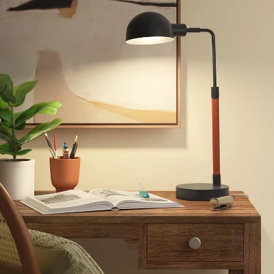 Pharmacy Task Lamp With Faux Leather Wrap Black (Includes LED Light Bulb) - Threshold™ 4 Pharmacy Task Lamp With Faux Leather Wrap Black (Includes LED Light Bulb) - Threshold™ - Image 2