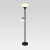 Mother Daughter Torchiere Floor Lamp Black With Glass Shade - Threshold™: Metal Body, ETL Listed, Dimmable -Threshold GUEST bceb3553 d477 4690 9e35 21e9bfa04611