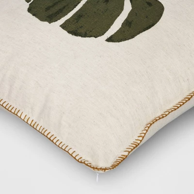 Printed Pumpkin With Blanket Stitch Edge Square Throw Pillow Light Beige - Threshold™ 5 Printed Pumpkin With Blanket Stitch Edge Square Throw Pillow Light Beige - Threshold™ - Image 3