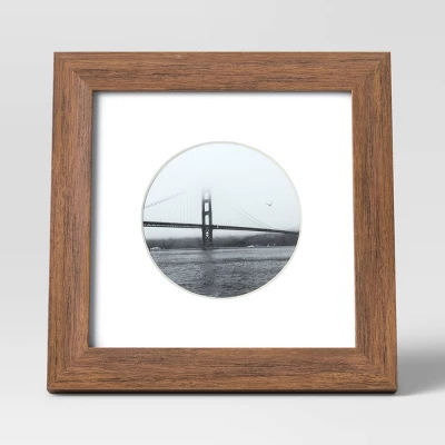 6" X 6" Matted To 4" X 4" Single Image Table Frame With Circle Brown - Threshold™: Polystyrene Material, Easel Back 3 6" X 6" Matted To 4" X 4" Single Image Table Frame With Circle Brown - Threshold™: Polystyrene Material, Easel Back - Image 2