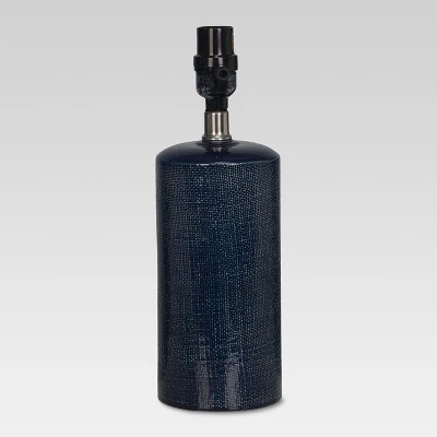 Linen Textured Ceramic Small Lamp Base Dark Blue - Threshold 5 Linen Textured Ceramic Small Lamp Base Dark Blue - Threshold - Image 3