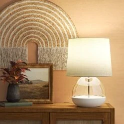 Glass Mixed Material Table Lamp Gray (Includes LED Light Bulb) - Threshold™ 10 Glass Mixed Material Table Lamp Gray (Includes LED Light Bulb) - Threshold™ -Threshold GUEST c61209d4 19c3 4080 be43 84ce6b82f232