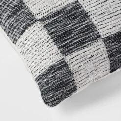 18"x18" Modern Woven Checkerboard Square Decorative Pillow Black - Threshold™: Cotton Fabric, Indoor Paisley & Floral Design -Threshold GUEST cae60e0c 6252 4308 8c11 b7e7f3344349