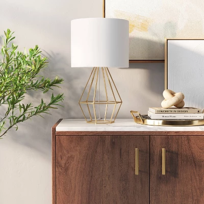 21.5"x11" Large Geo Table Lamp Brass - Threshold™ 4 21.5"x11" Large Geo Table Lamp Brass - Threshold™ - Image 2