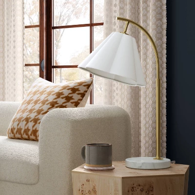 Scalloped Shade Table Lamp With Marble Base White - Threshold™ 4 Scalloped Shade Table Lamp With Marble Base White - Threshold™ - Image 2