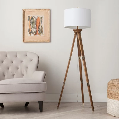 Oak Wood Tripod Floor Lamp Dark Brown - Threshold™ 4 Oak Wood Tripod Floor Lamp Dark Brown - Threshold™ - Image 2