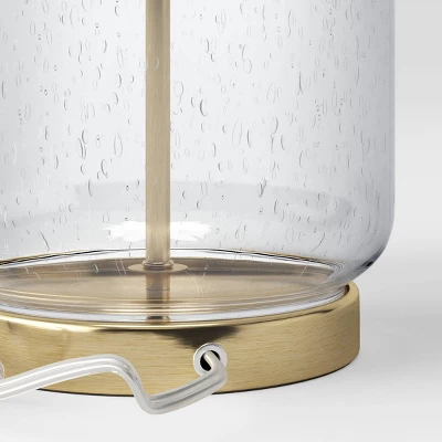 Bubble Glass With Brass Detail Large Lamp Base Clear - Threshold™ 4 Bubble Glass With Brass Detail Large Lamp Base Clear - Threshold™ - Image 2