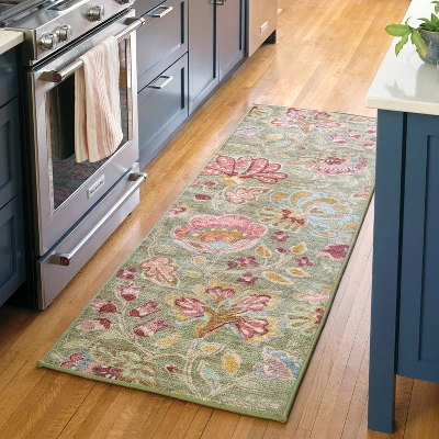 28"x84" Floral Memory Foam Runner Rug Sage Green - Threshold™ 3 28"x84" Floral Memory Foam Runner Rug Sage Green - Threshold™