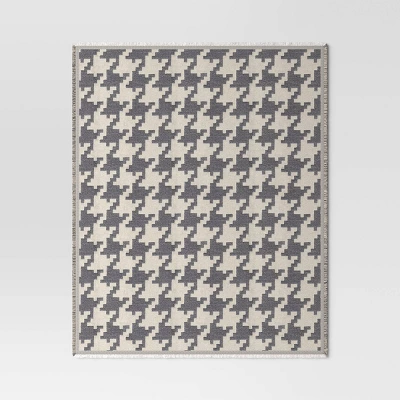 50''x60'' Oversized Chenille Woven Houndstooth Throw Blanket Gray/Neutral - Threshold™ 4 50''x60'' Oversized Chenille Woven Houndstooth Throw Blanket Gray/Neutral - Threshold™ - Image 2