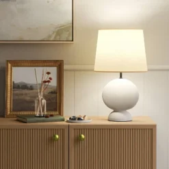 Ceramic Geo Table Lamp With Tapered Shade Off-White (Includes LED Light Bulb) - Threshold™ 6 Ceramic Geo Table Lamp With Tapered Shade Off-White (Includes LED Light Bulb) - Threshold™ -Threshold GUEST e08463a0 02c6 4949 9d1f 8f538887d19c