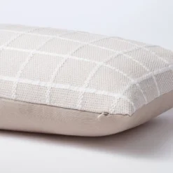 Oblong Woven Grid Decorative Throw Pillow Light Beige - Threshold™ Designed With Studio McGee: Cotton Ribbed, Indoor Rectangle Cushion -Threshold GUEST e0a5a835 1d1f 44e1 8c33 7751ce5df7fc