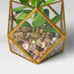 5" X 4" Artificial Succulent Plant With Brass Terrarium - Threshold™ -Threshold GUEST e581f30b 3349 4561 94cd 4b256f51db66