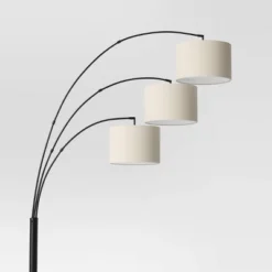 82"x56" Avenal 3-Head Shaded Arc Floor Lamp Black - Threshold™: Adjustable Standing Light For Living Room -Threshold GUEST ea3557f3 fc45 4610 9359 477d289a56e0