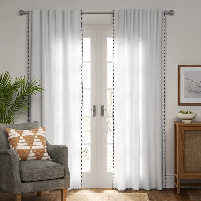 1pc 54"x84" Light Filtering Stitched Edge Curtain Panel Cream - Threshold™ 3 1pc 54"x84" Light Filtering Stitched Edge Curtain Panel Cream - Threshold™