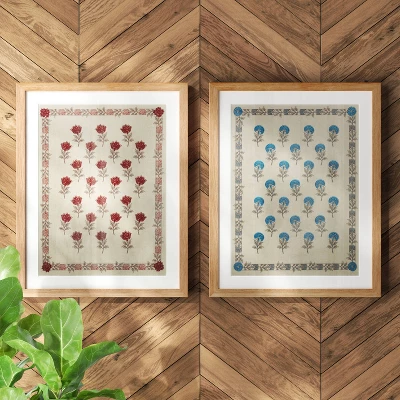 (Set Of 2) 16"x 20" Embroidered Floral Textile Wall Decors Neutrals - Threshold™ 3 (Set Of 2) 16"x 20" Embroidered Floral Textile Wall Decors Neutrals - Threshold™