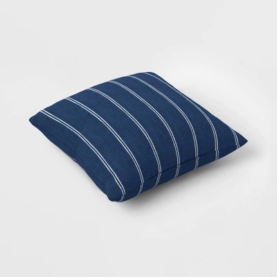 2pk Square Cotton Woven Stripe Throw Pillows Navy/Ivory - Threshold™ 4 2pk Square Cotton Woven Stripe Throw Pillows Navy/Ivory - Threshold™ - Image 2