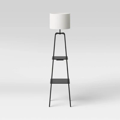 20" Etagere Power Source Shelf Floor Lamp Black Metal/Wood - Threshold™: USB Port, Modern Design 3 20" Etagere Power Source Shelf Floor Lamp Black Metal/Wood - Threshold™: USB Port, Modern Design