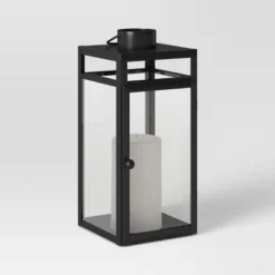 24" X 8" Decorative Metal Lantern Candle Holder Black - Threshold™ 7 24" X 8" Decorative Metal Lantern Candle Holder Black - Threshold™ -Threshold GUEST f7a37f39 b593 42a1 9146 273a97636d2a